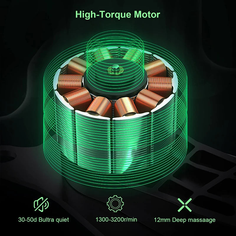 Pistola Massaggiante Elettrica a 8 Testine – Massaggio Profondo per Muscoli e Recupero Post-Allenamento